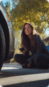 Technician applying tire finishing product